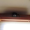 two custom-built shelves above starboard windows