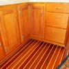 beautiful teak & holly sole in galley/salon