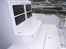 Cockpit storage; hatches to engine rooms